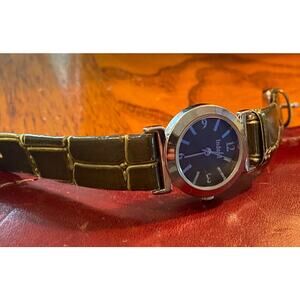 Women's Silver Tone Indeed Watch, Black Face and Green Band